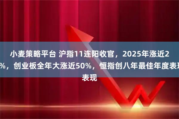 小麦策略平台 沪指11连阳收官，2025年涨近20%，创业板全年大涨近50%，恒指创八年最佳年度表现